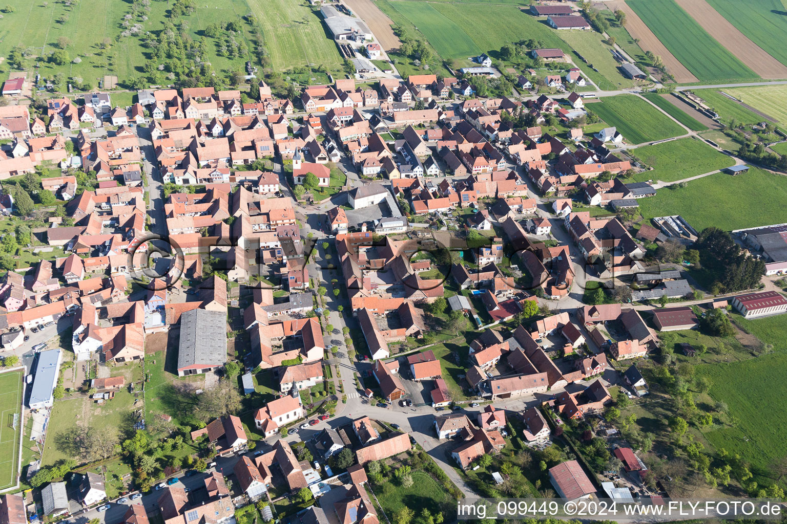 Uhrwiller in the state Bas-Rhin, France seen from above