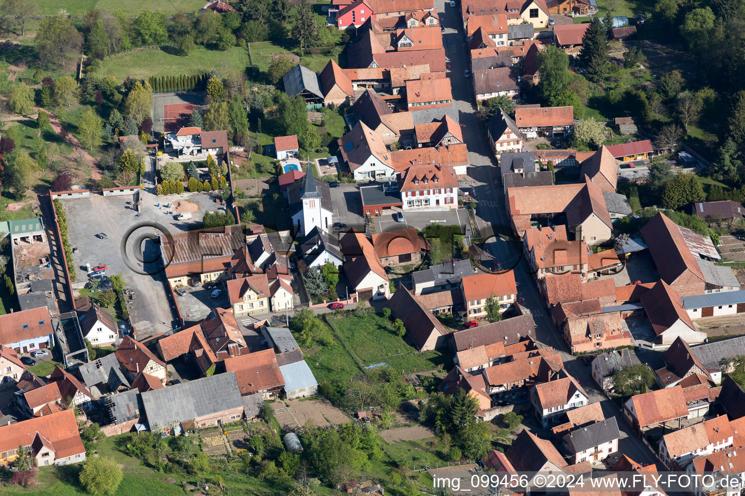 Oblique view of Bischholtz in the state Bas-Rhin, France