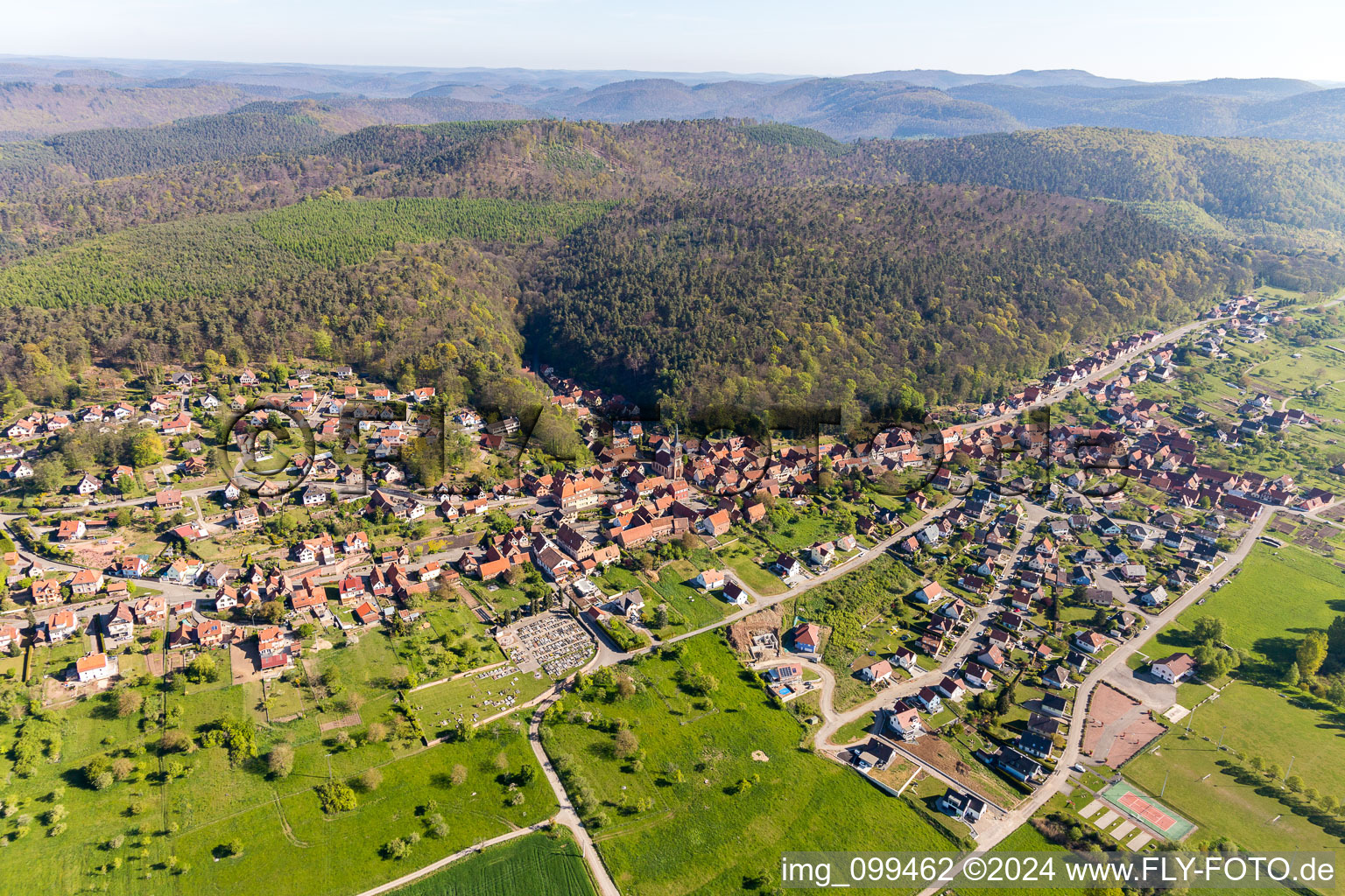 Forest and mountain scenery in Offwiller in Grand Est, France