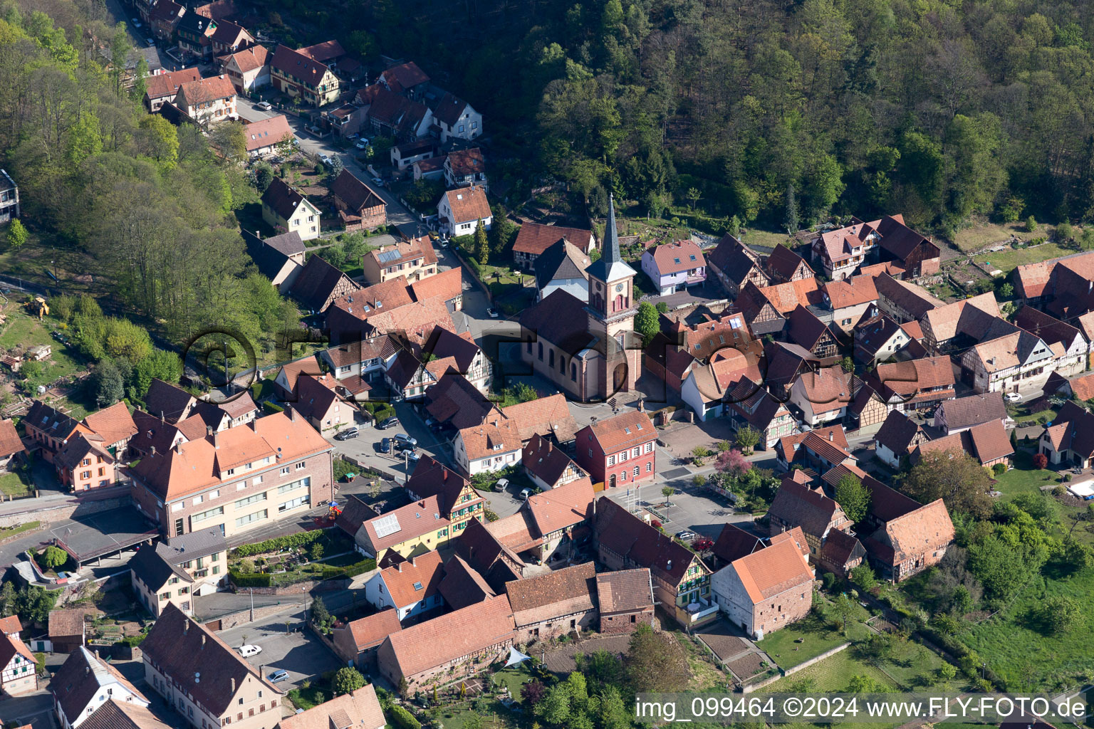 Offwiller in the state Bas-Rhin, France from the plane