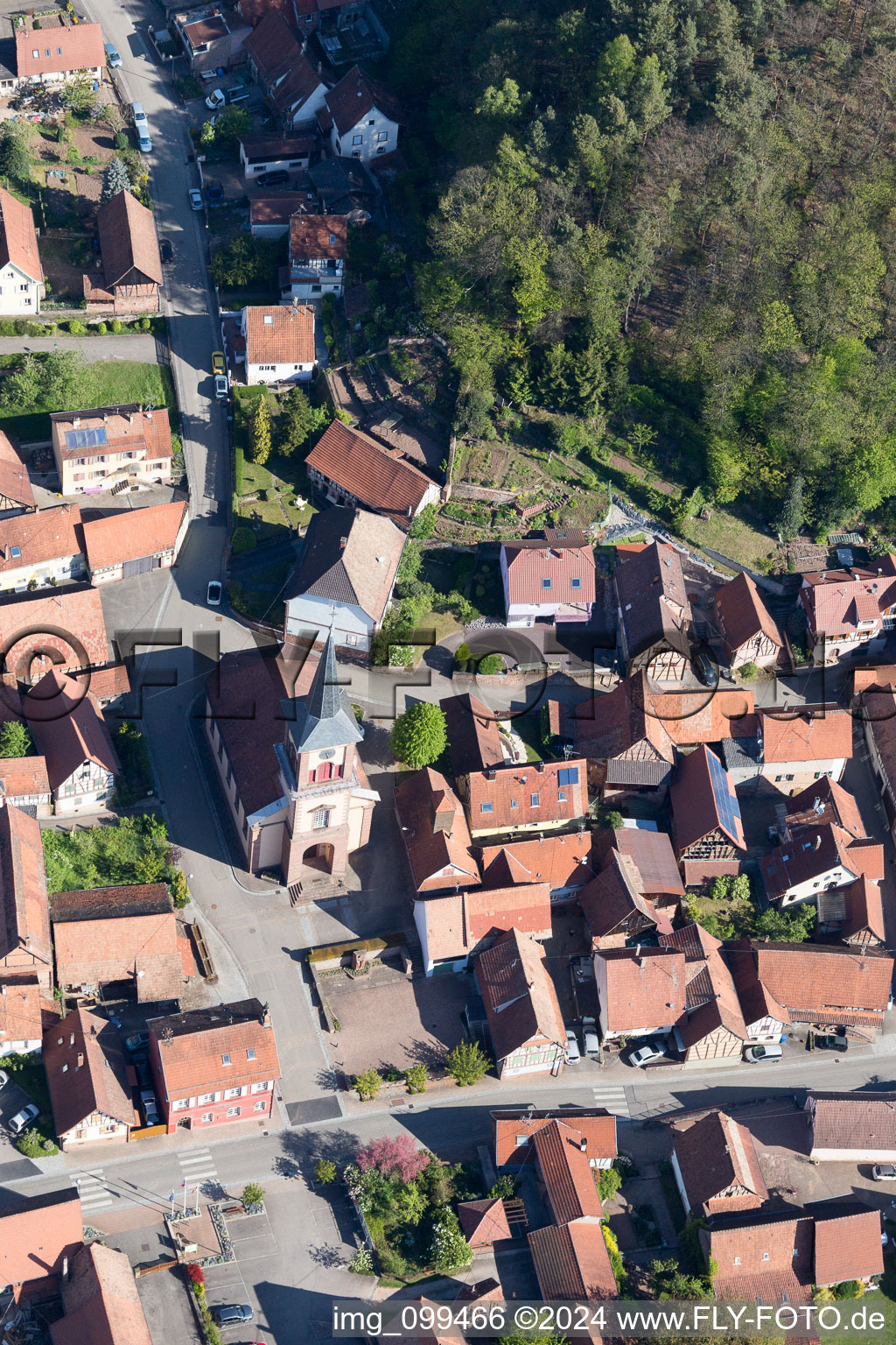 Bird's eye view of Offwiller in the state Bas-Rhin, France