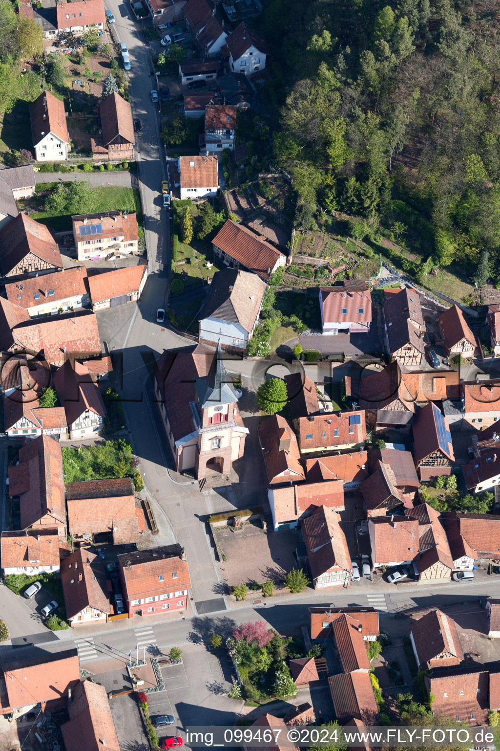 Offwiller in the state Bas-Rhin, France viewn from the air