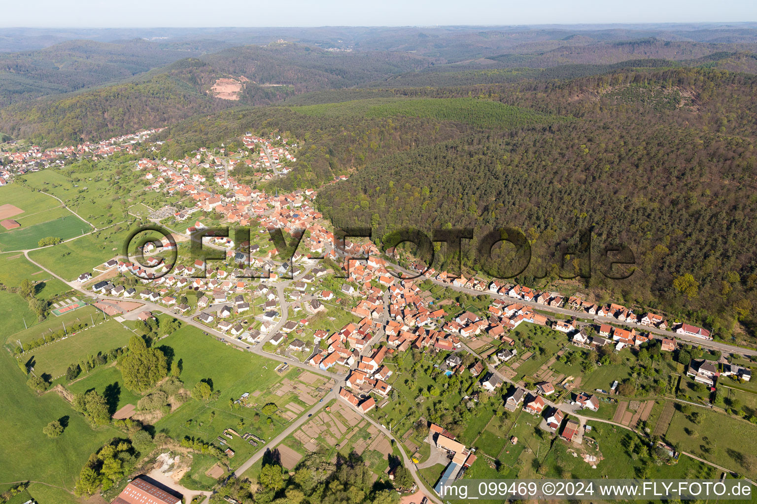 Drone image of Offwiller in the state Bas-Rhin, France