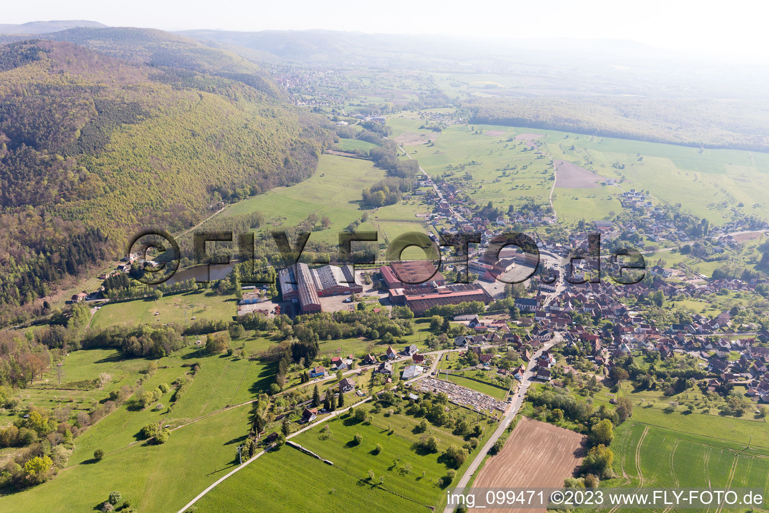 Aerial photograpy of Zinswiller in the state Bas-Rhin, France