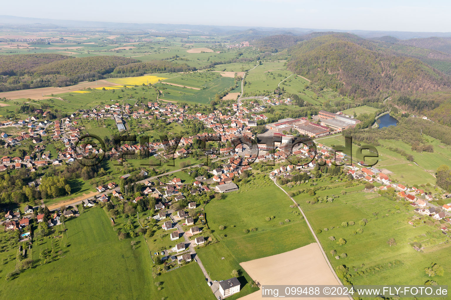 Zinswiller in the state Bas-Rhin, France seen from a drone