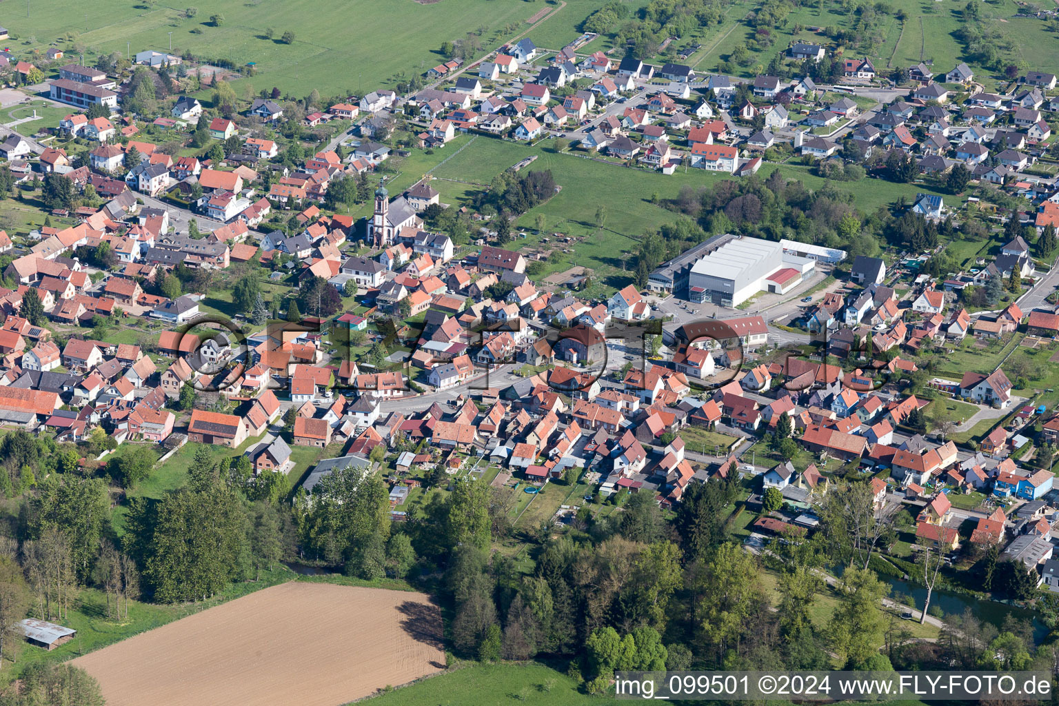 Uttenhoffen in the state Bas-Rhin, France seen from above