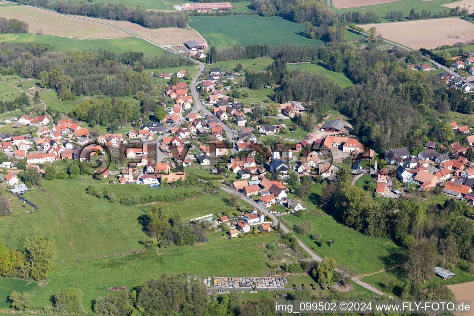 Drone recording of Gumbrechtshoffen in the state Bas-Rhin, France