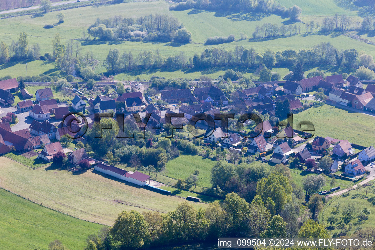 Bird's eye view of Uttenhoffen in the state Bas-Rhin, France