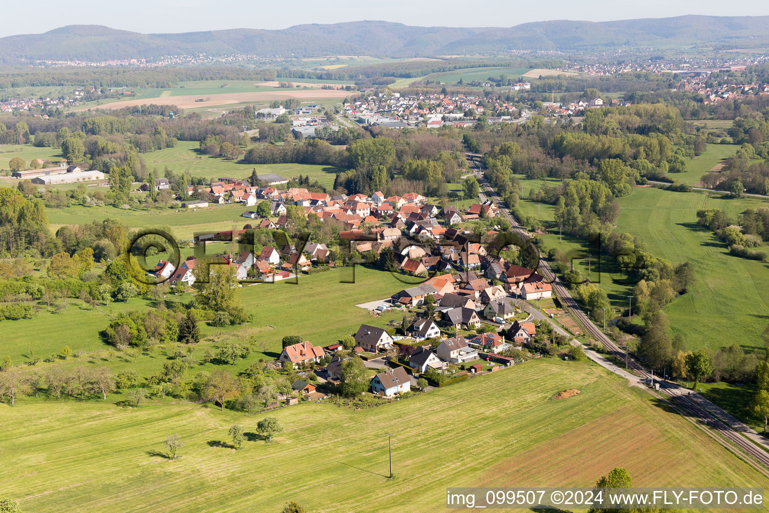 Drone image of Uttenhoffen in the state Bas-Rhin, France