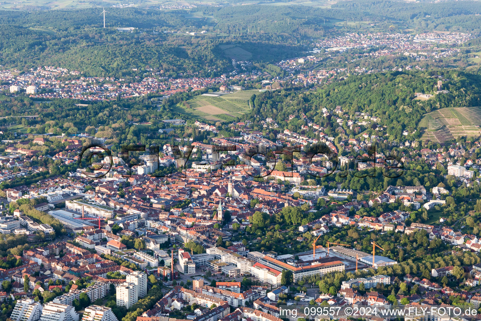 Bird's eye view of District Durlach in Karlsruhe in the state Baden-Wuerttemberg, Germany