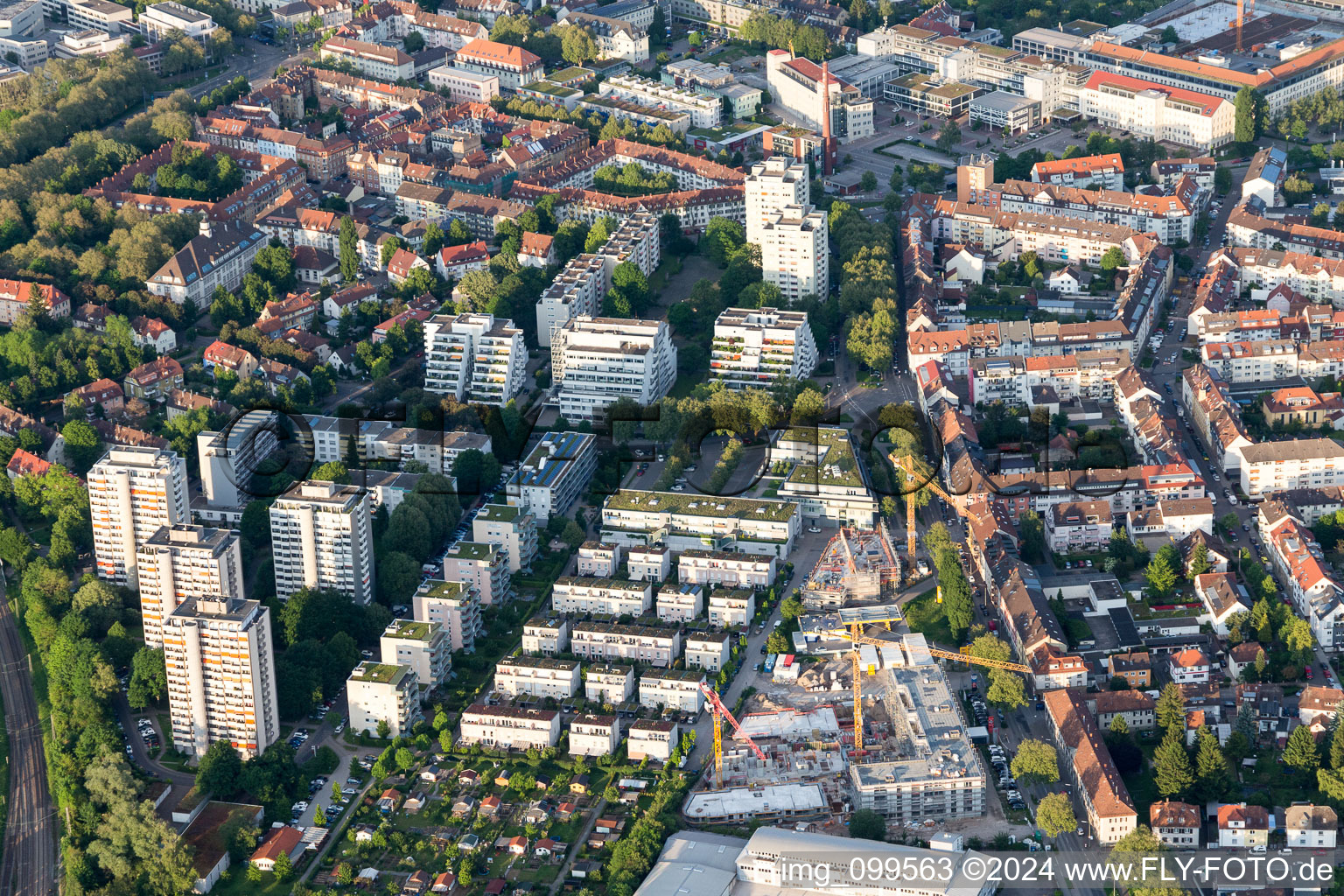 Aerial photograpy of Killisfeldstr in the district Durlach in Karlsruhe in the state Baden-Wuerttemberg, Germany