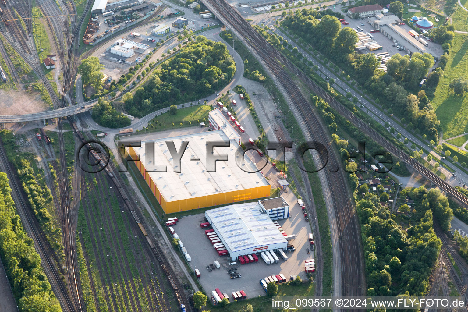 District Rintheim in Karlsruhe in the state Baden-Wuerttemberg, Germany seen from above