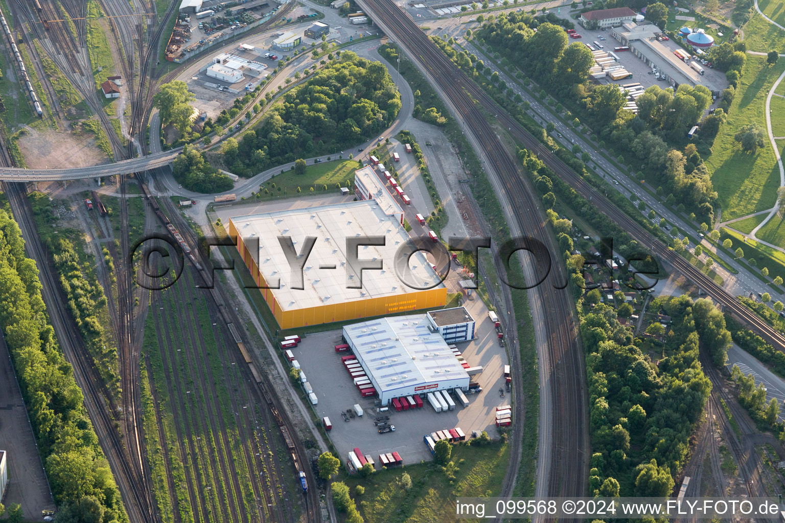 District Rintheim in Karlsruhe in the state Baden-Wuerttemberg, Germany from the plane