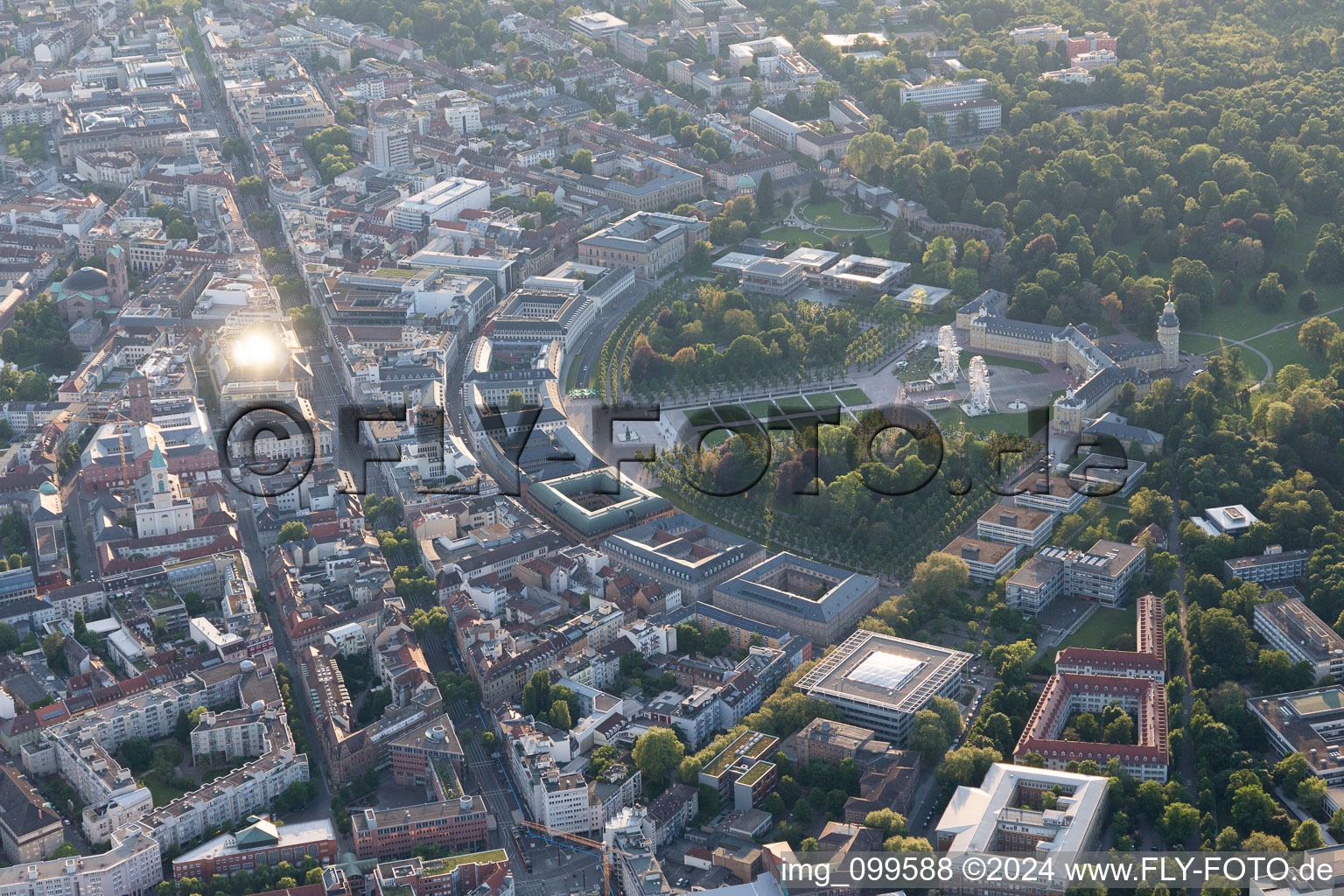 Castle and castle park in the district Innenstadt-Ost in Karlsruhe in the state Baden-Wuerttemberg, Germany