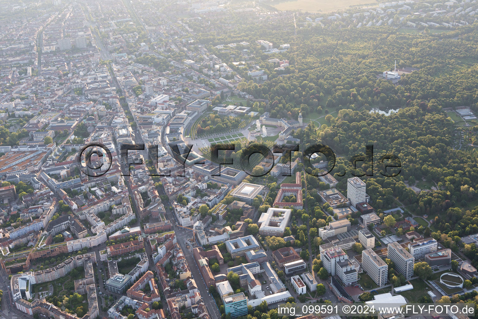 Castle and castle park in the district Innenstadt-West in Karlsruhe in the state Baden-Wuerttemberg, Germany