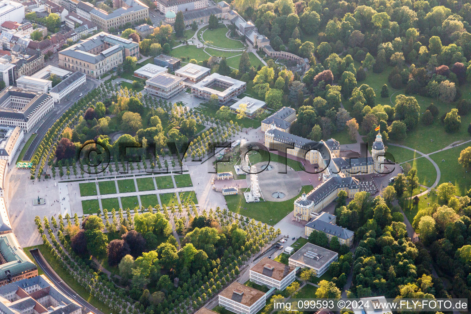 Building complex in the park of the castle of Karlruhe in Karlsruhe in the state Baden-Wurttemberg, Germany