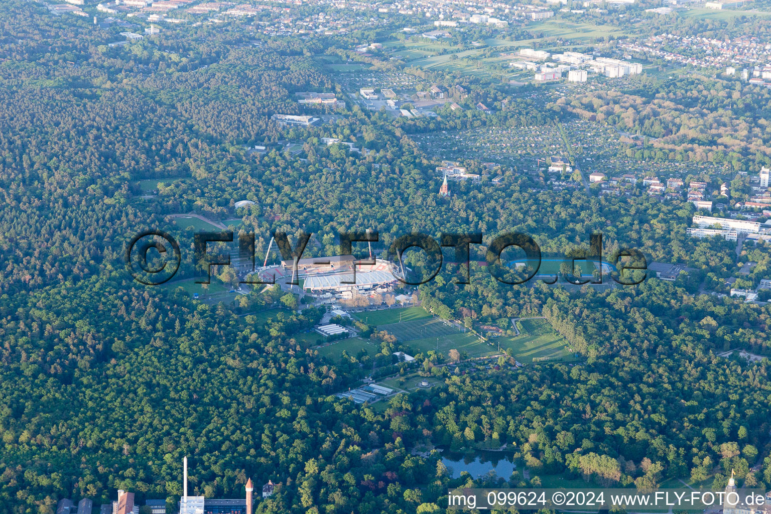 Aerial photograpy of Stadium in the district Innenstadt-Ost in Karlsruhe in the state Baden-Wuerttemberg, Germany