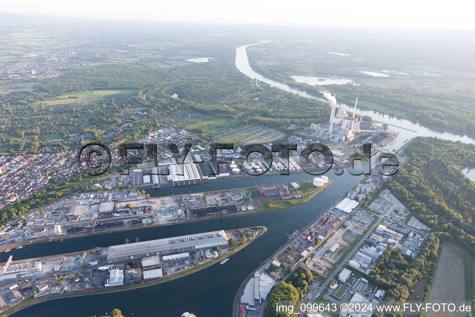 District Rheinhafen in Karlsruhe in the state Baden-Wuerttemberg, Germany seen from above