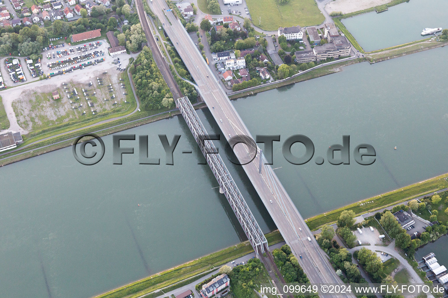 Maxau, Rhine Bridge in the district Knielingen in Karlsruhe in the state Baden-Wuerttemberg, Germany