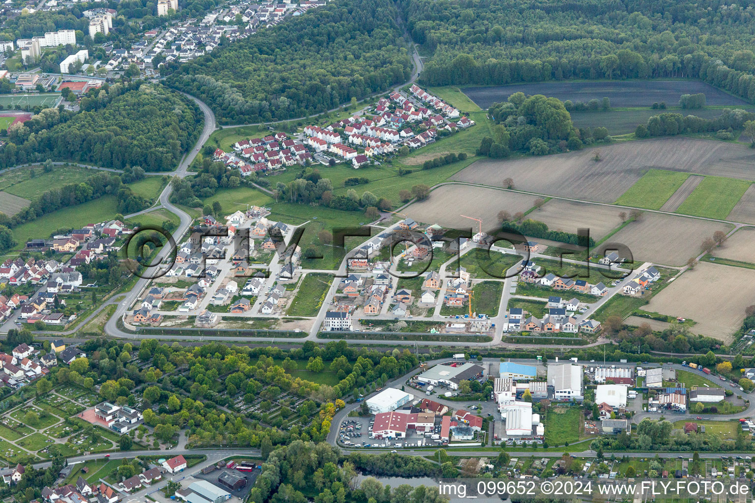 Wörth am Rhein in the state Rhineland-Palatinate, Germany from above