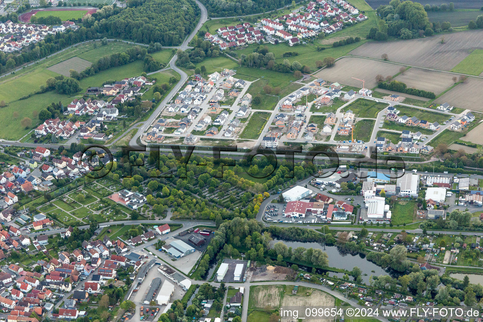 Wörth am Rhein in the state Rhineland-Palatinate, Germany seen from above