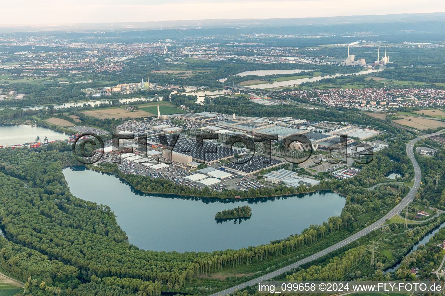 Wörth am Rhein in the state Rhineland-Palatinate, Germany viewn from the air