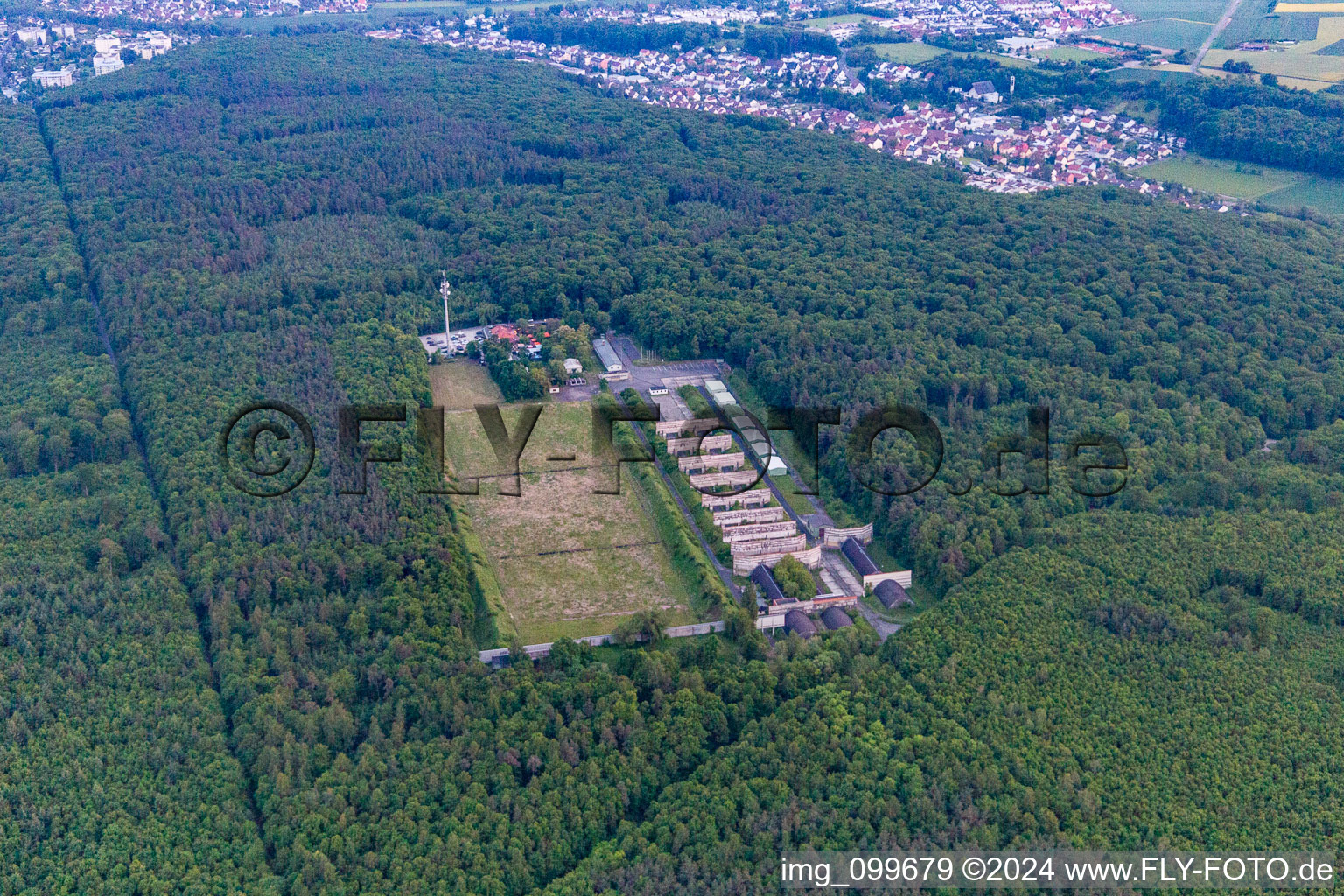 Aerial view of Waldgaststätte Schieshaus on Heeresstr in Schweinfurt in the state Bavaria, Germany