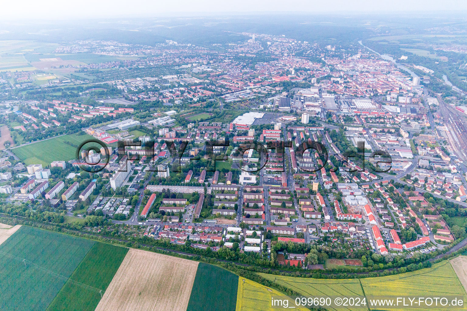 Bird's eye view of Schweinfurt in the state Bavaria, Germany