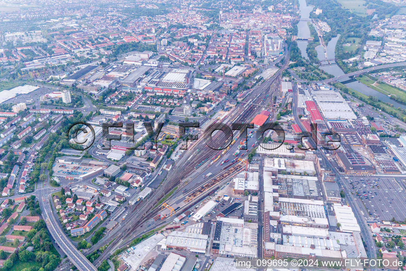 Schweinfurt in the state Bavaria, Germany from the drone perspective