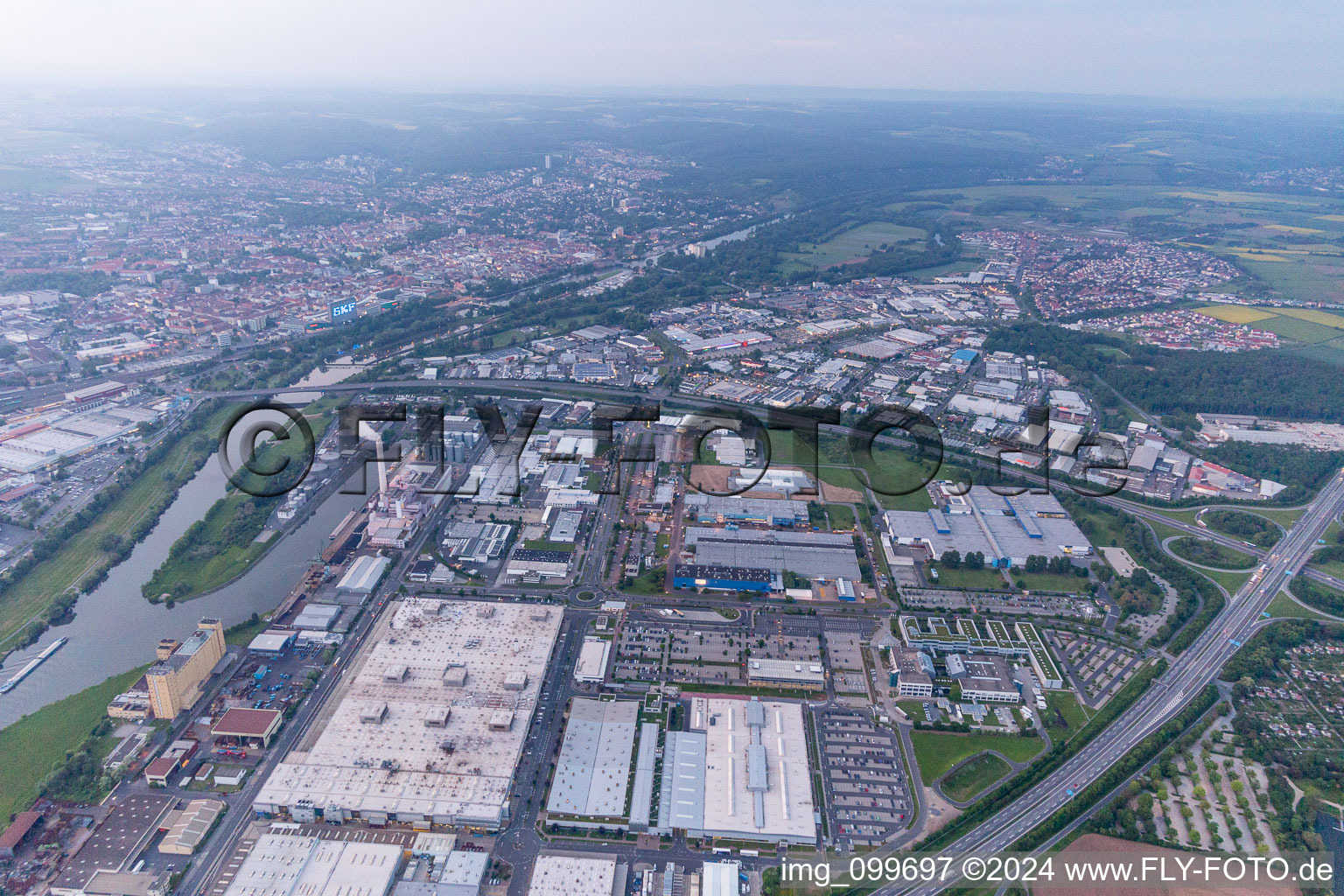 Schweinfurt in the state Bavaria, Germany from a drone