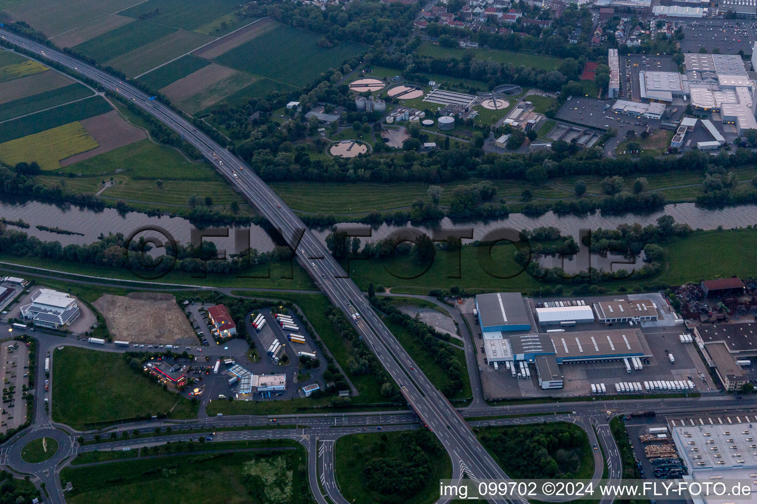 Schweinfurt in the state Bavaria, Germany seen from a drone