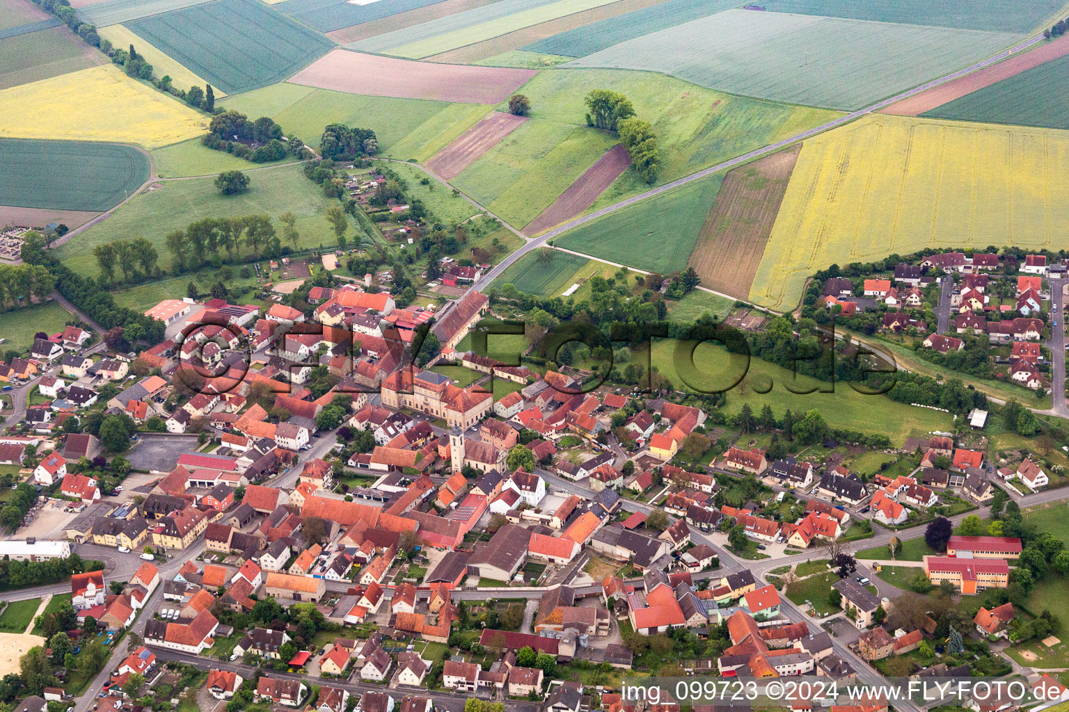 Sulzheim in the state Bavaria, Germany from the plane