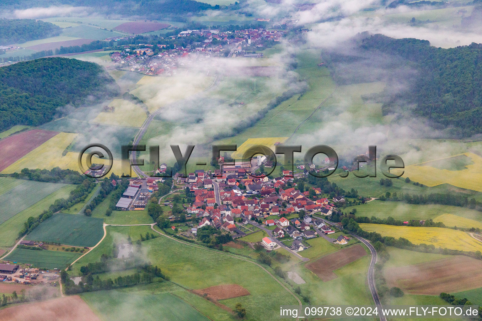 Aerial view of Wustviel in the state Bavaria, Germany