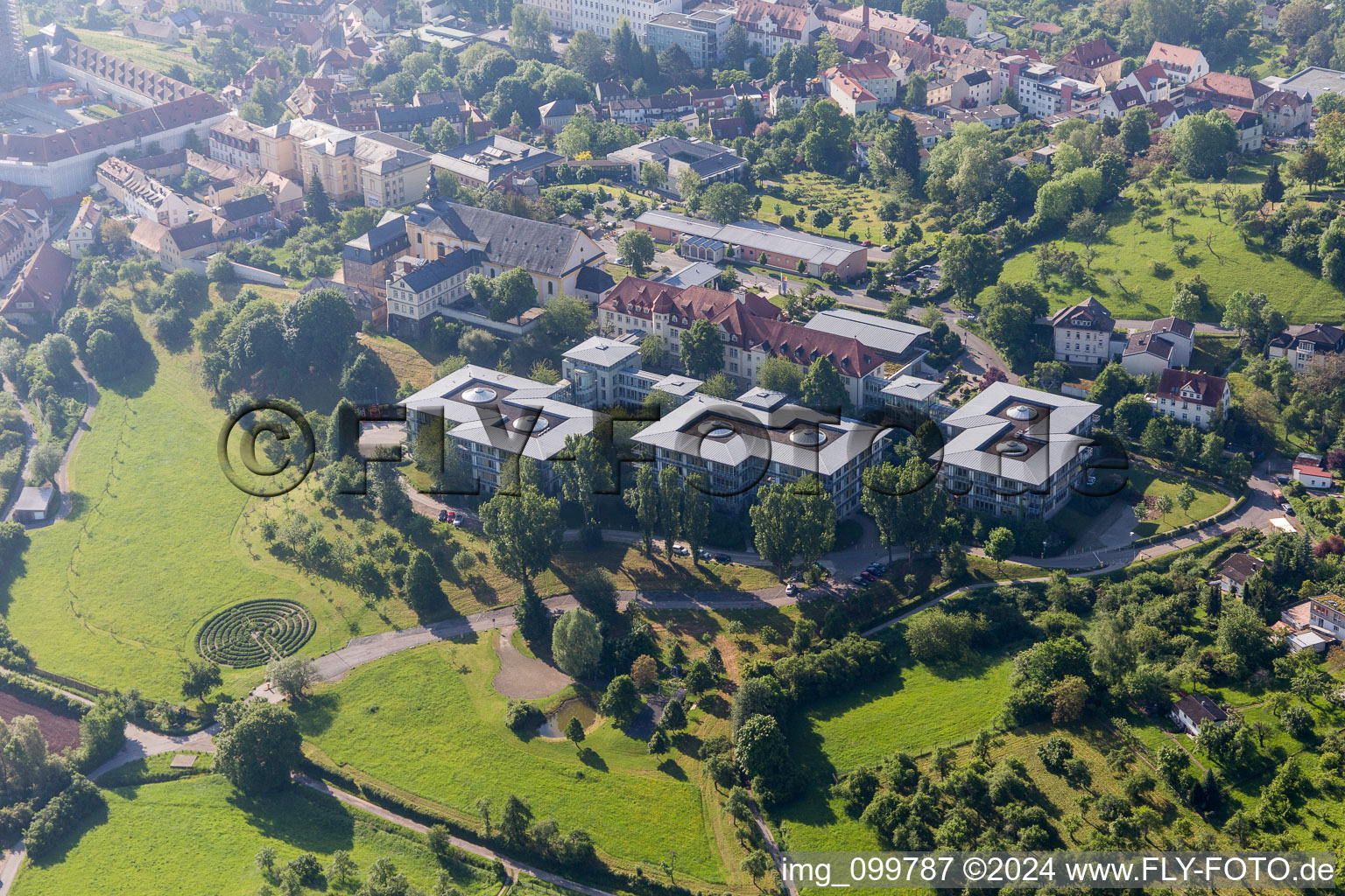 Municipal Music School on Kettenstraße and Creation Path Labyrinth in Bamberg in the state Bavaria, Germany