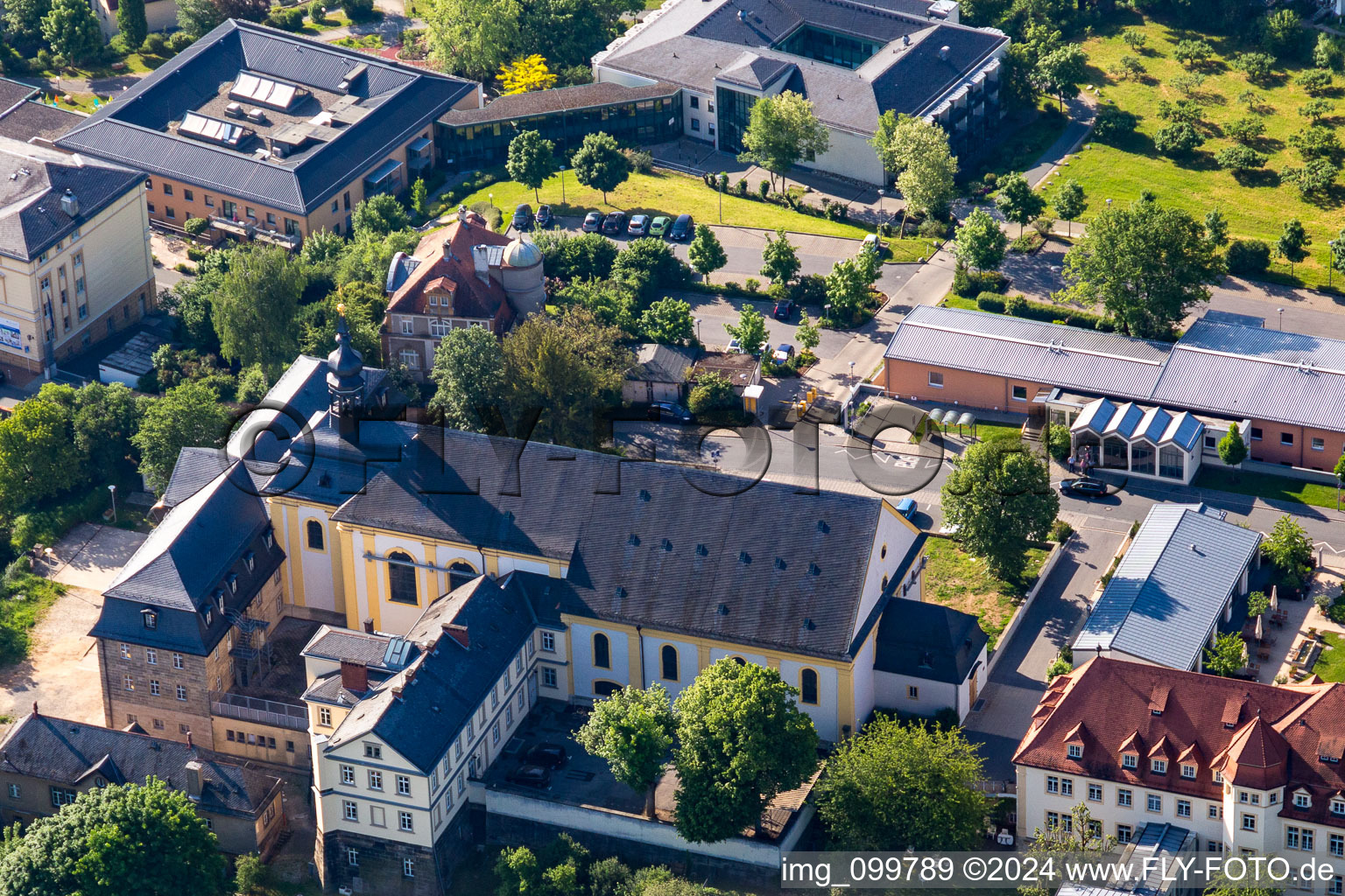 Aerial view of Municipal Music School on Kettenstraße in Bamberg in the state Bavaria, Germany