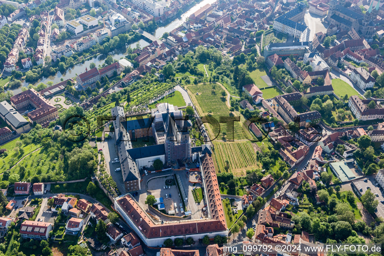 Aerial view of Michaelsberg Monastery in Bamberg in the state Bavaria, Germany