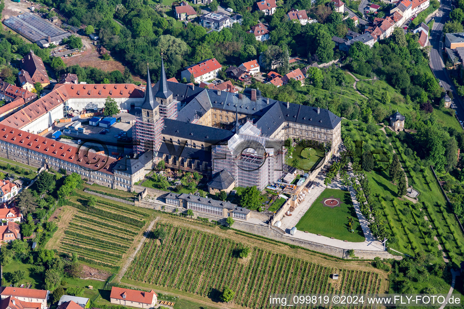 Michaelsberg Monastery above the Michaelsberg Garden and the City Archives in Bamberg in the state Bavaria, Germany