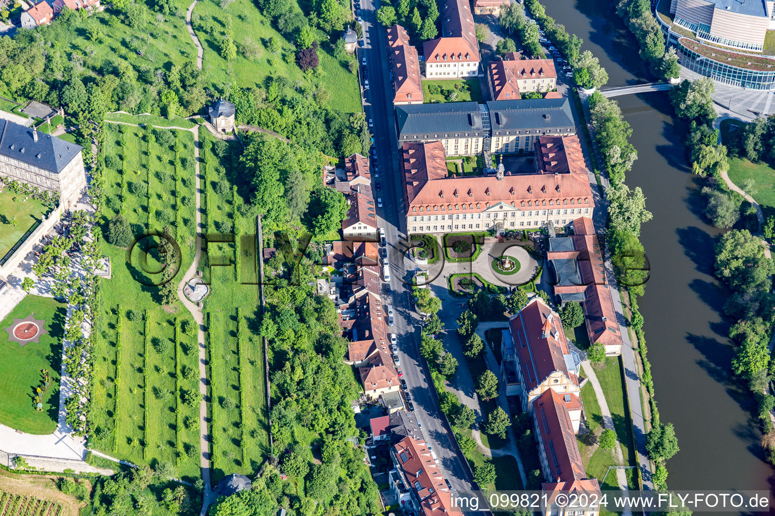 Michaelsberg Garden above the City Archives in Bamberg in the state Bavaria, Germany