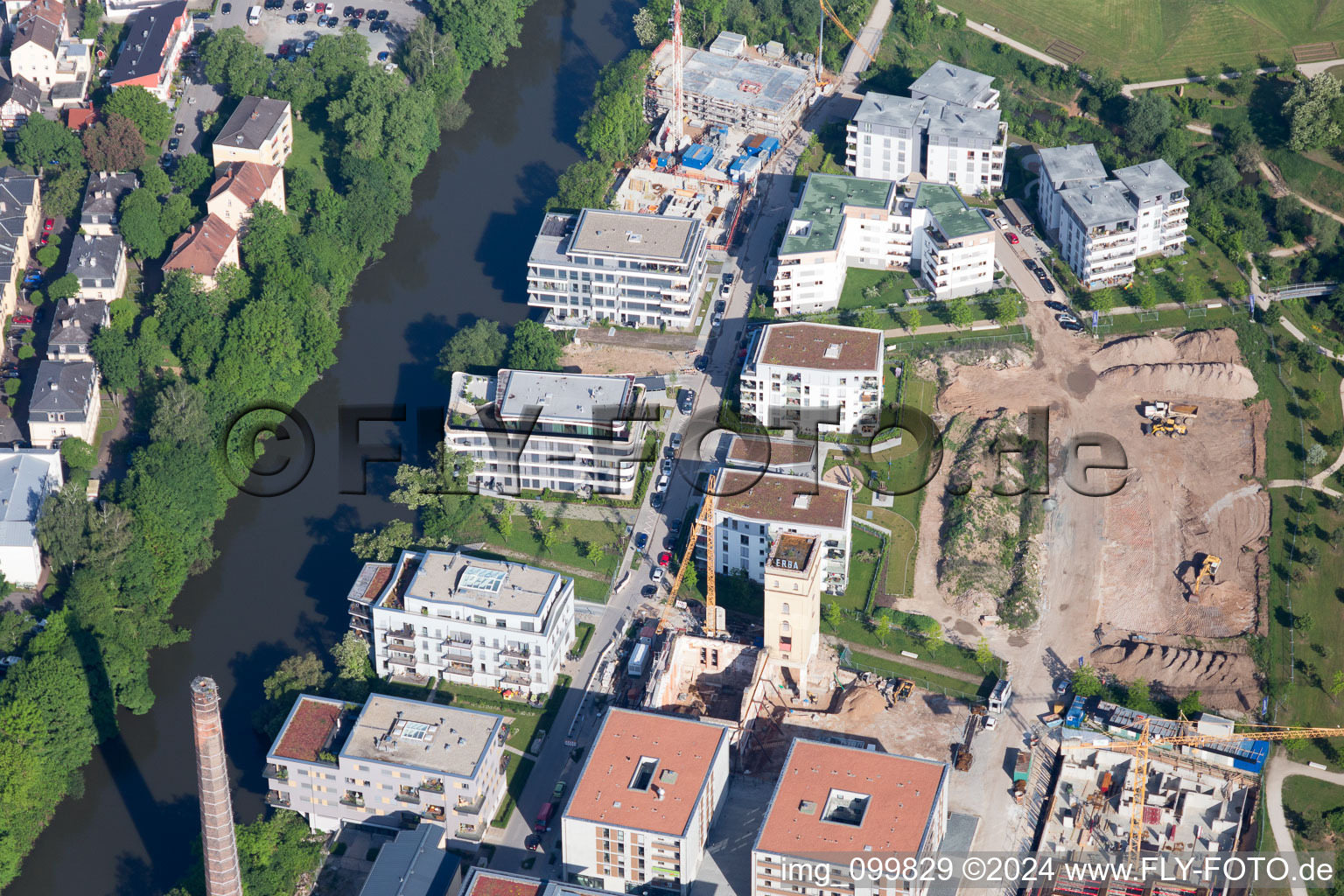 At the factory canal in the district Gaustadt in Bamberg in the state Bavaria, Germany