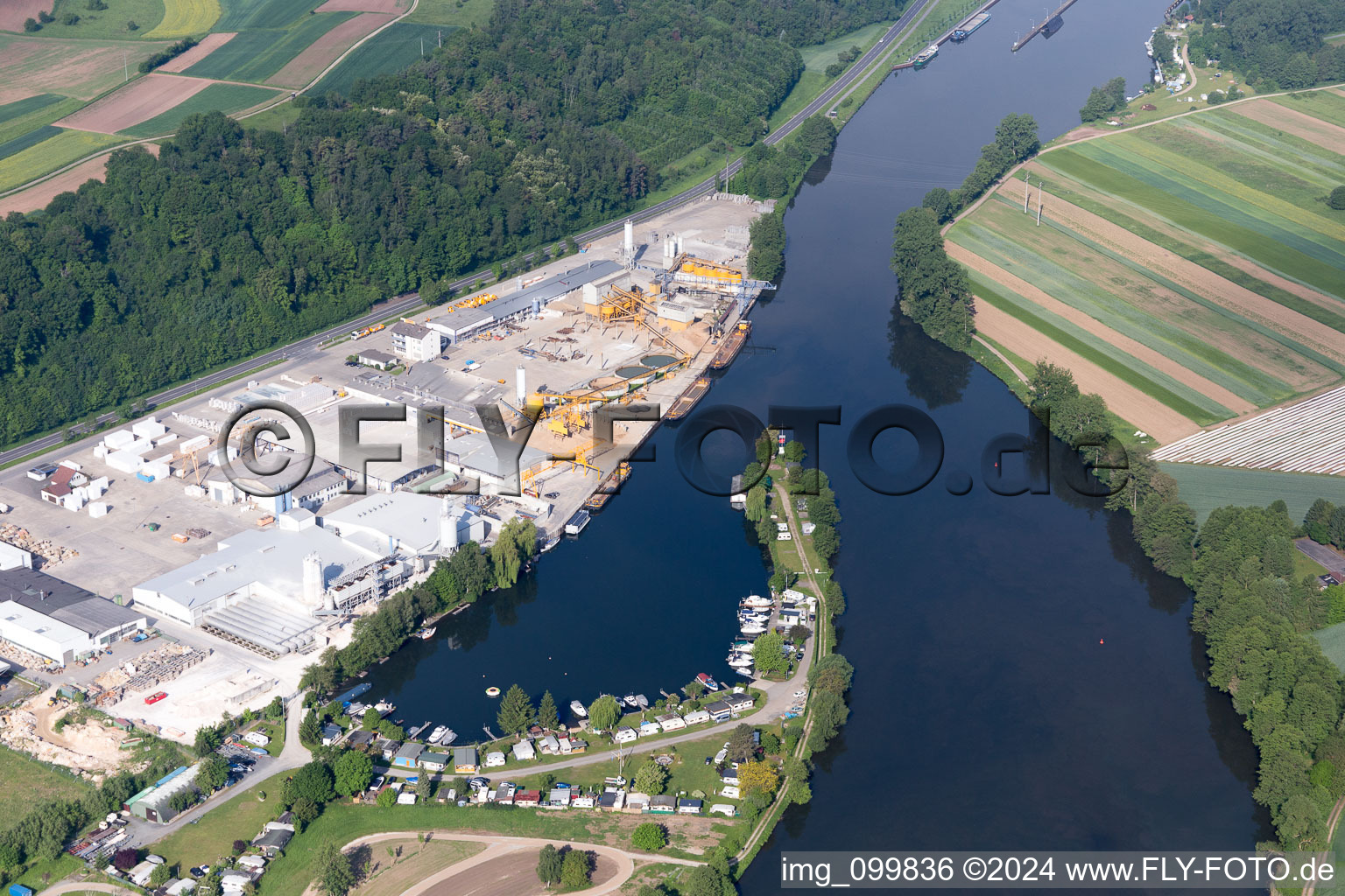 Aerial view of Marina in Bischberg in the state Bavaria, Germany