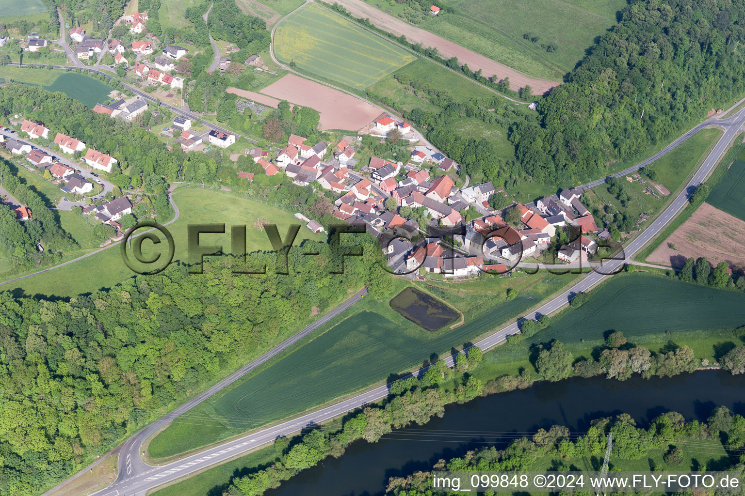 Aerial view of Dippach in the state Bavaria, Germany