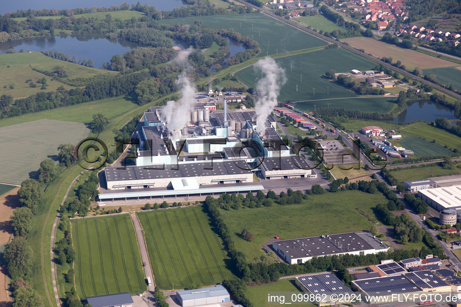 Aerial view of Eltmann in the state Bavaria, Germany