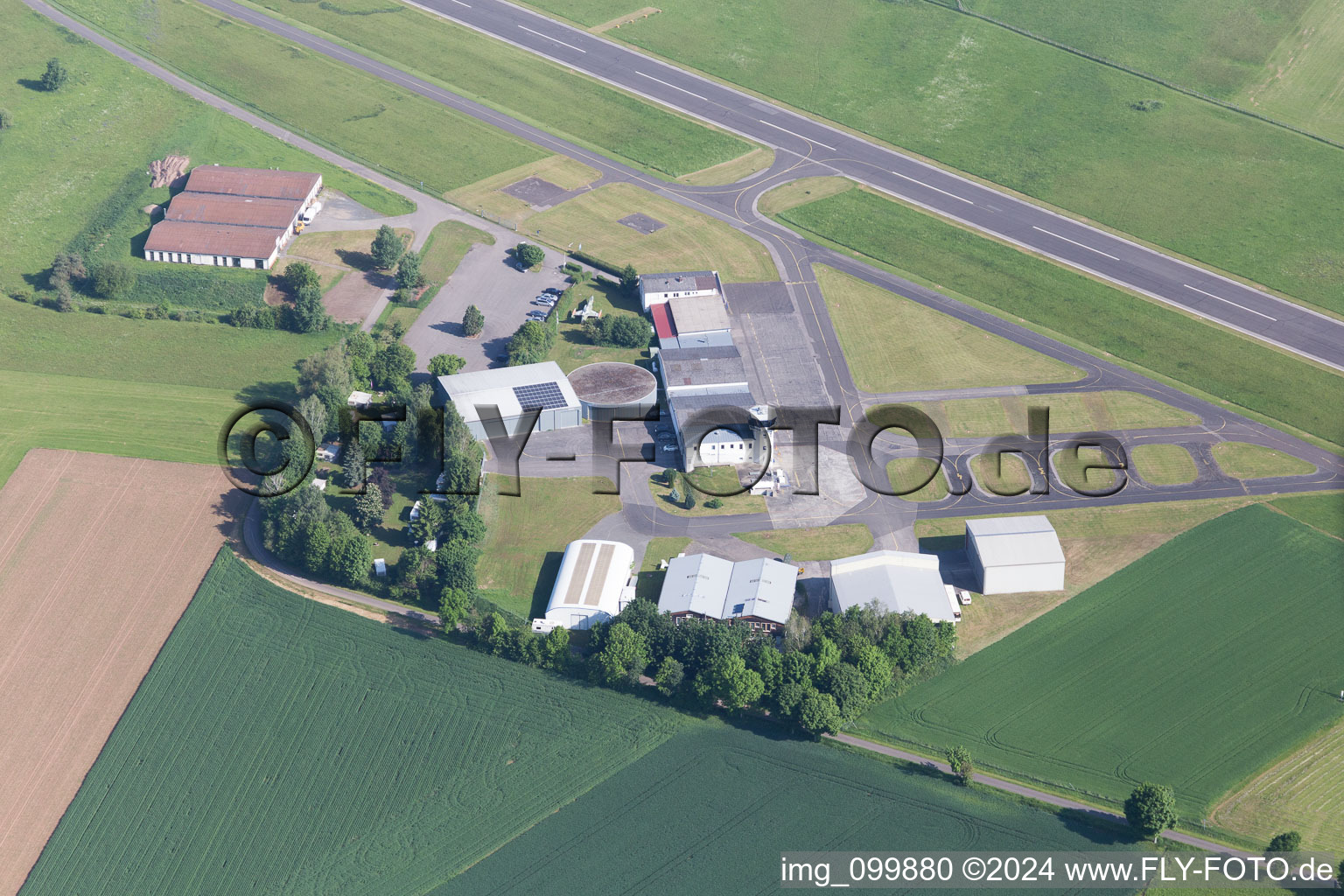 Aerial view of Airport in Haßfurt in the state Bavaria, Germany