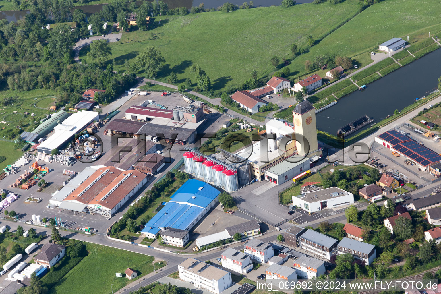 Bird's eye view of Haßfurt in the state Bavaria, Germany