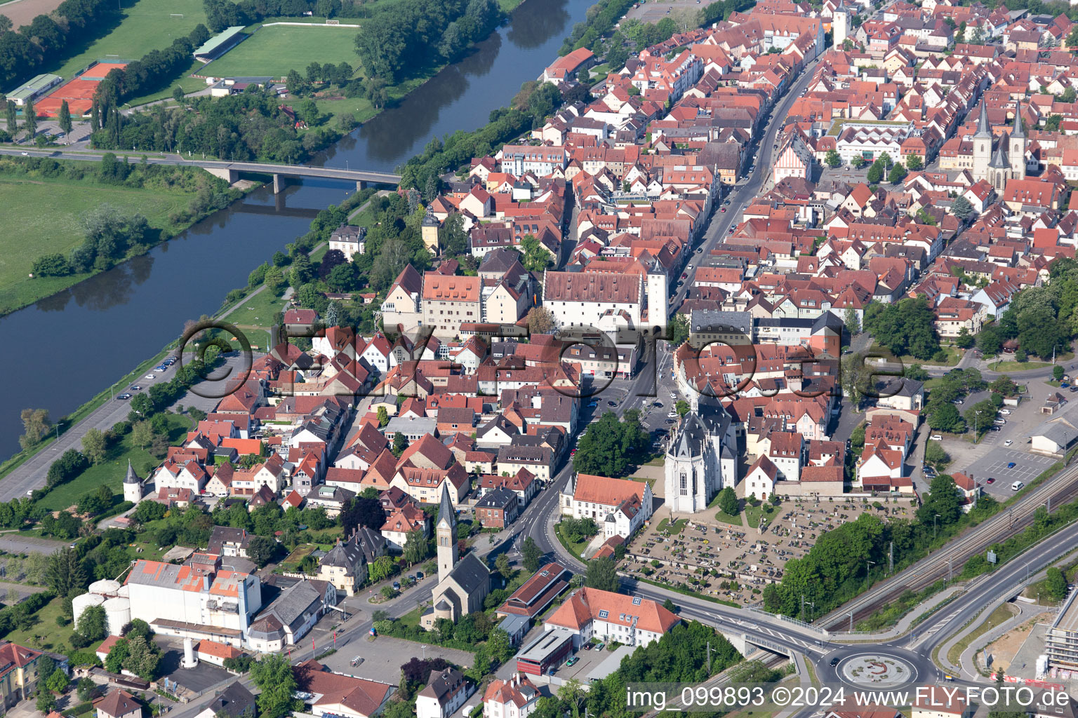 Haßfurt in the state Bavaria, Germany viewn from the air