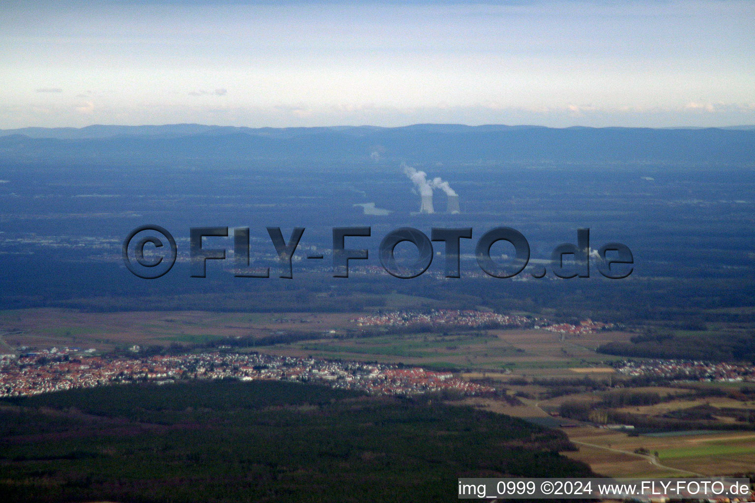 From the south in Rheinzabern in the state Rhineland-Palatinate, Germany