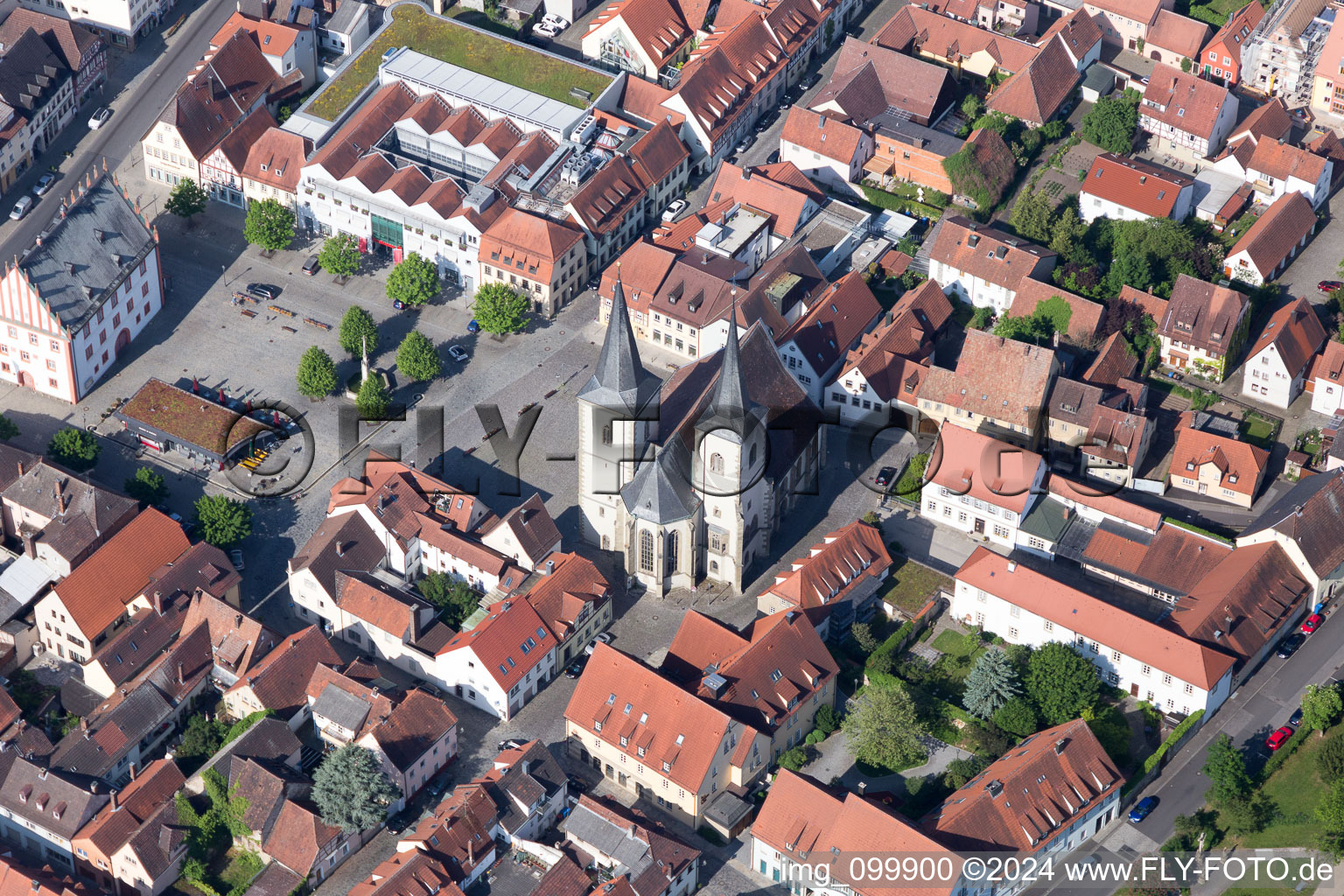 Haßfurt in the state Bavaria, Germany seen from a drone