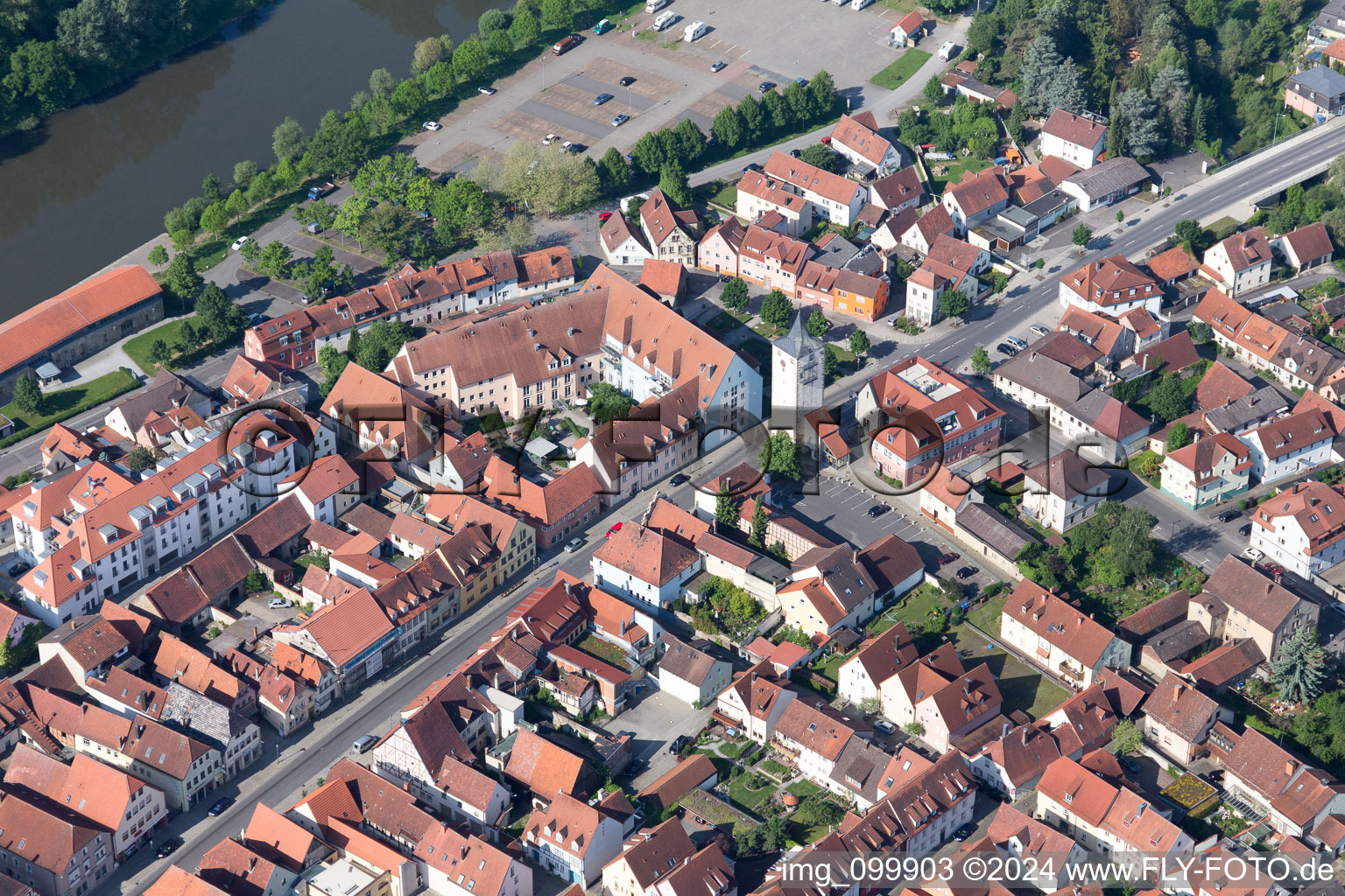 Aerial photograpy of Haßfurt in the state Bavaria, Germany