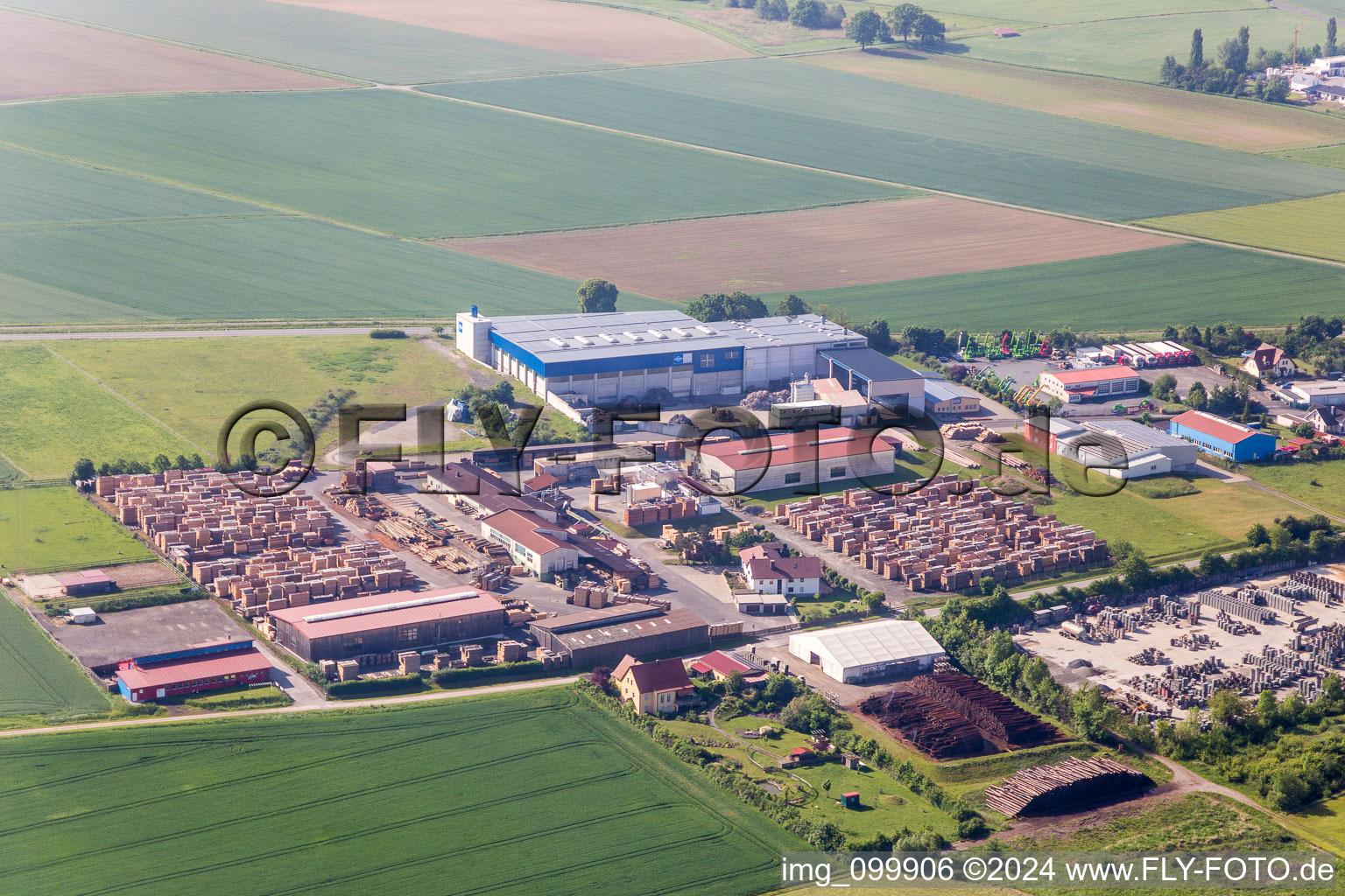 Building and production halls on the premises of Saegewerk Reitz GmbH in Wuelflingen in the state Bavaria, Germany