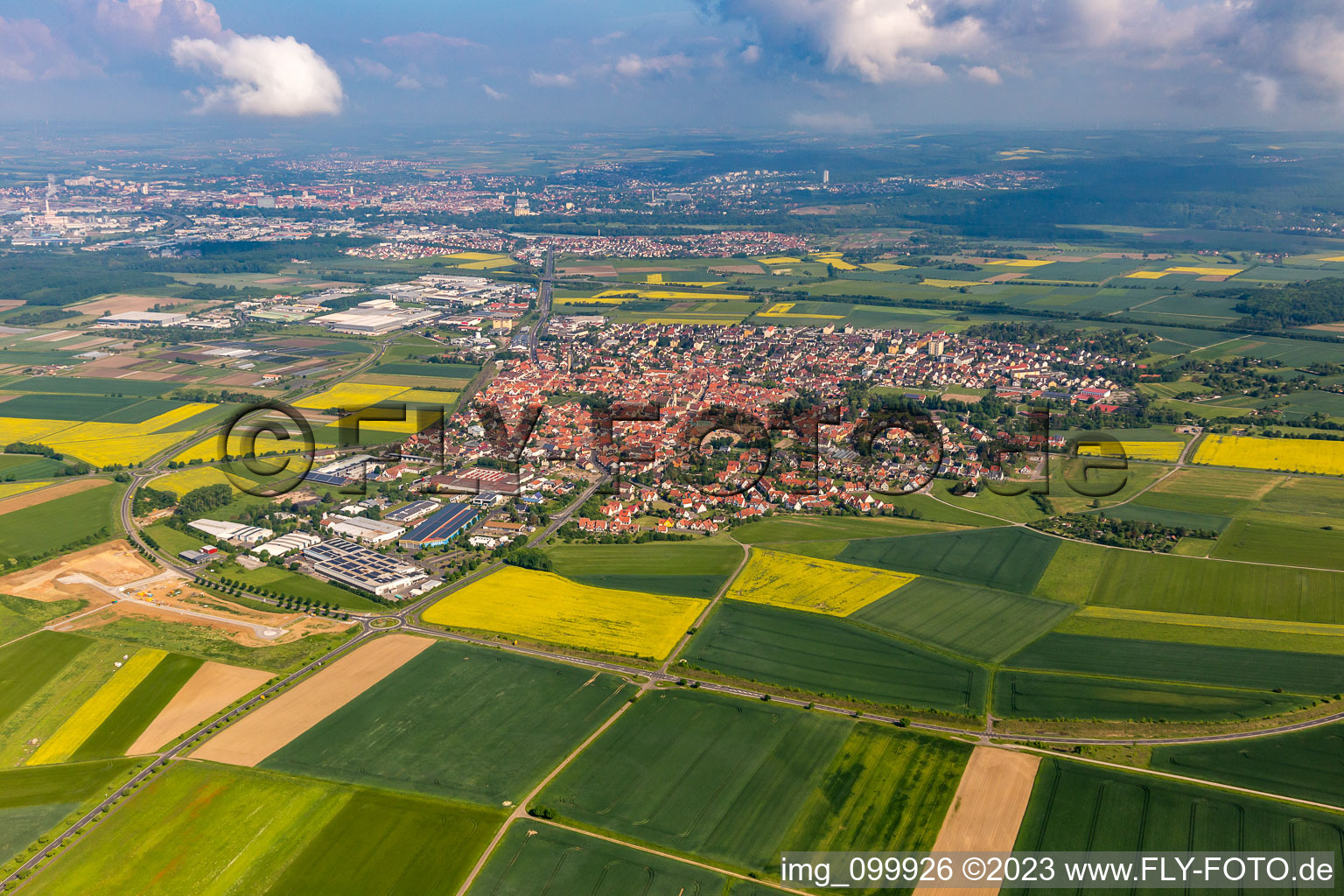 Aerial photograpy of From the southeast in Gochsheim in the state Bavaria, Germany